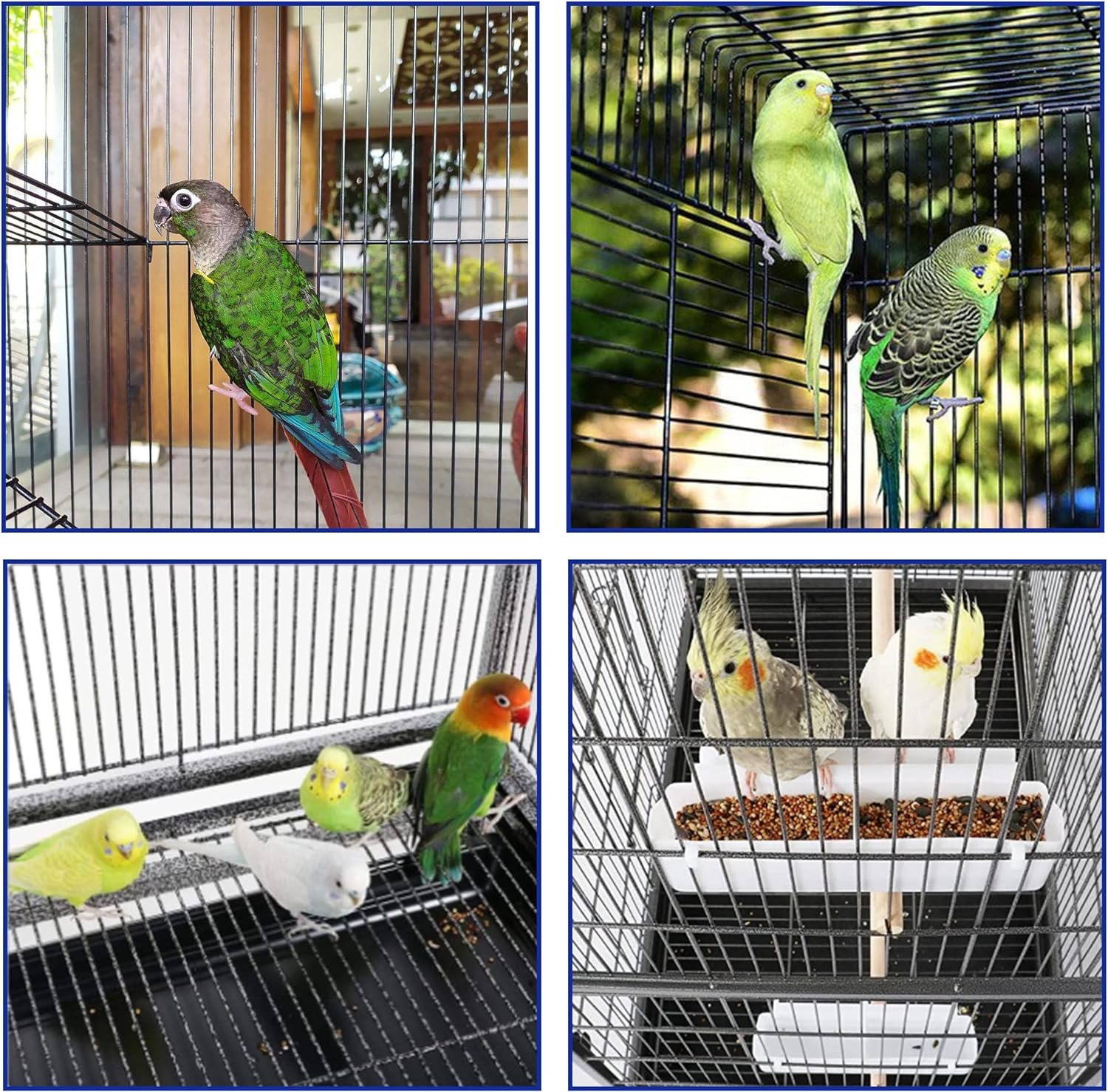 53-inch Bird Cage with Rolling Stand  Storage Shelf, Large Wrought Iron Parrot Cage for Cockatiel, Conure, Lovebird, Parakeets, Pet House with Bottom Tray Wire