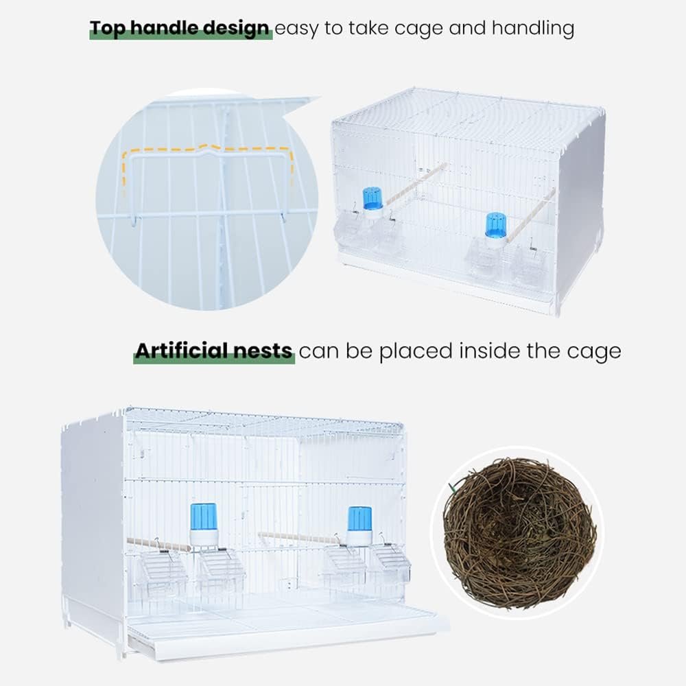 Aimayz 47-inch Double Flight Stackable Sidebord Breeding Small Bird Cage with Removable Backbord Birdcages for Canaries Lovebirds Cockatiels Finches Budgies Small Parrots Green