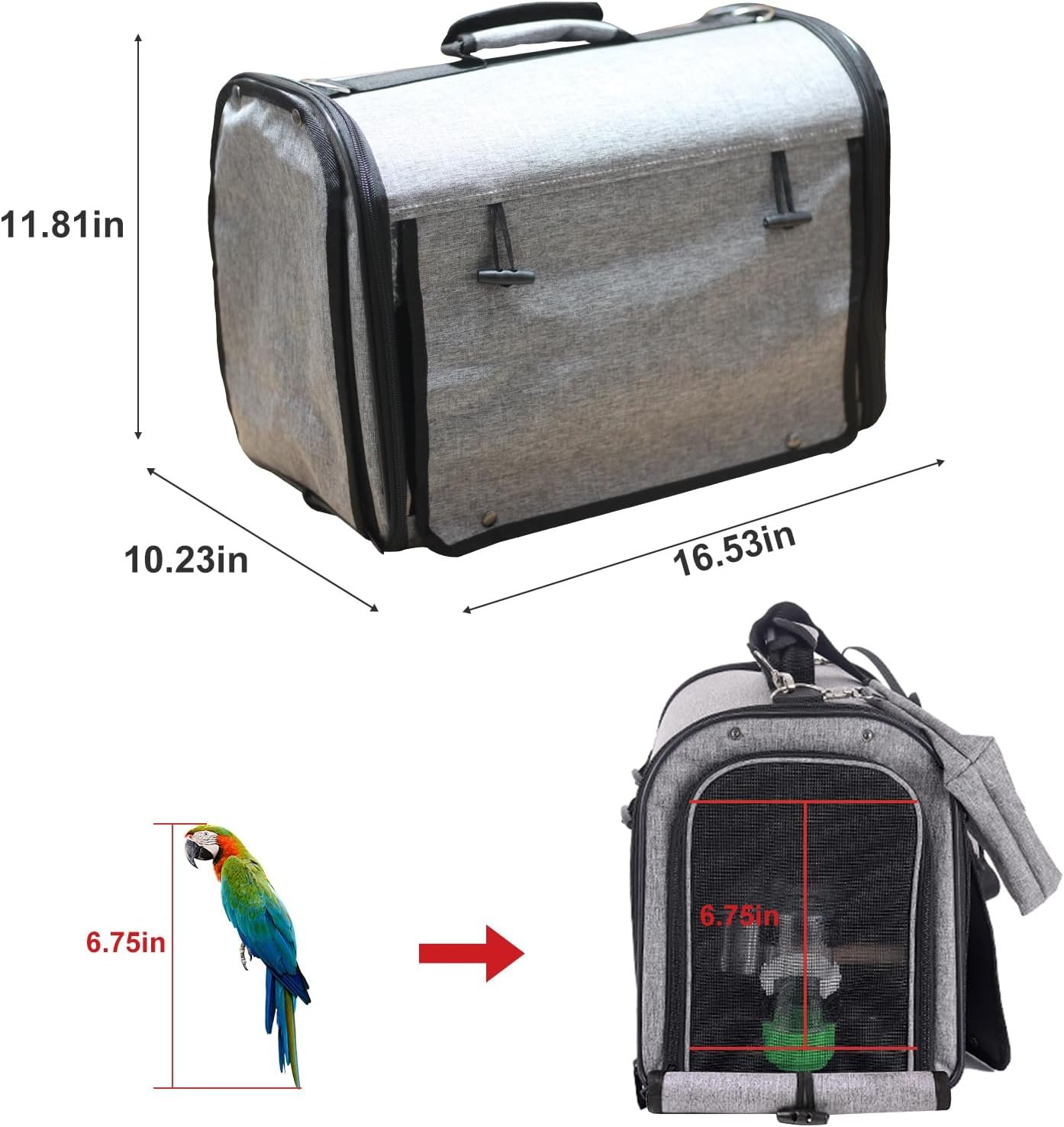 Bird Carrier,Bird Travel Bag Portable Bird Parrot Carrying Carrier Transparent Breathable Travel Cage,with Wooden Perch Stand and Tray,Backpack,Lightweight Birds Carrier with Food Bowl  Water Bottle