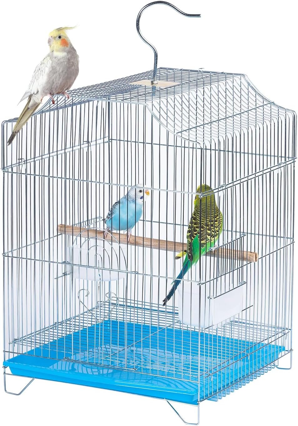 Capuca Small Bird Travel Cage-Lightweight Small Birds Starter Kit with Birdcages and Accessories Great for Parakeets Lovebirds Parrotlets Finches Canaries Removable Plastic Tray Include