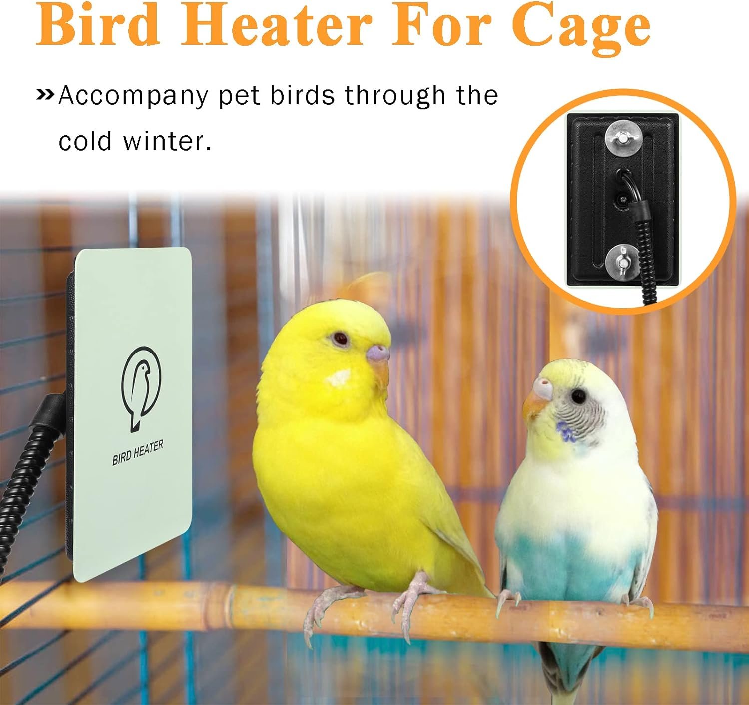 Kokopro Bird Heater for Cage - Snuggle Up Bird Warmer for Exotic Pet Birds, 10W African Grey, Parakeets, Parrots, (3.7x5.7)