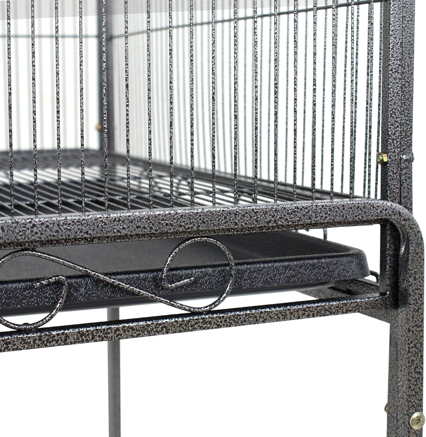 SUPER DEAL 53-Inch Rolling Bird Cage Large Wrought Iron Cage for Cockatiel Sun Conure Parakeet Finch Budgie Lovebird Canary Medium Pet House with Rolling Stand  Storage Shelf