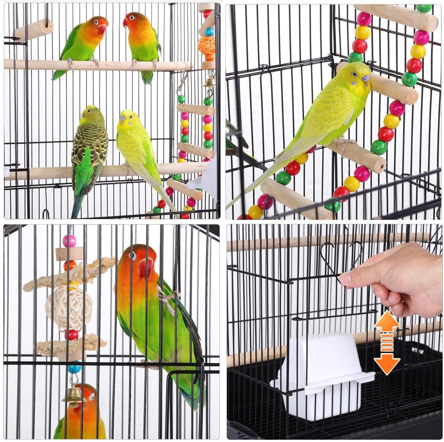 Yaheetech 39-inch Roof Top Large Flight Parrot Bird Cage for Small Quaker Parrot Cockatiel Sun Parakeet Green Cheek Conure Budgie Finch Lovebird Canary Pet Bird Cage w/Toys